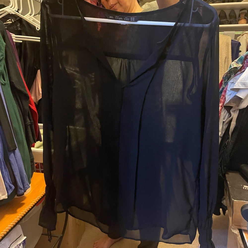 Zara black Sheer blouse size M